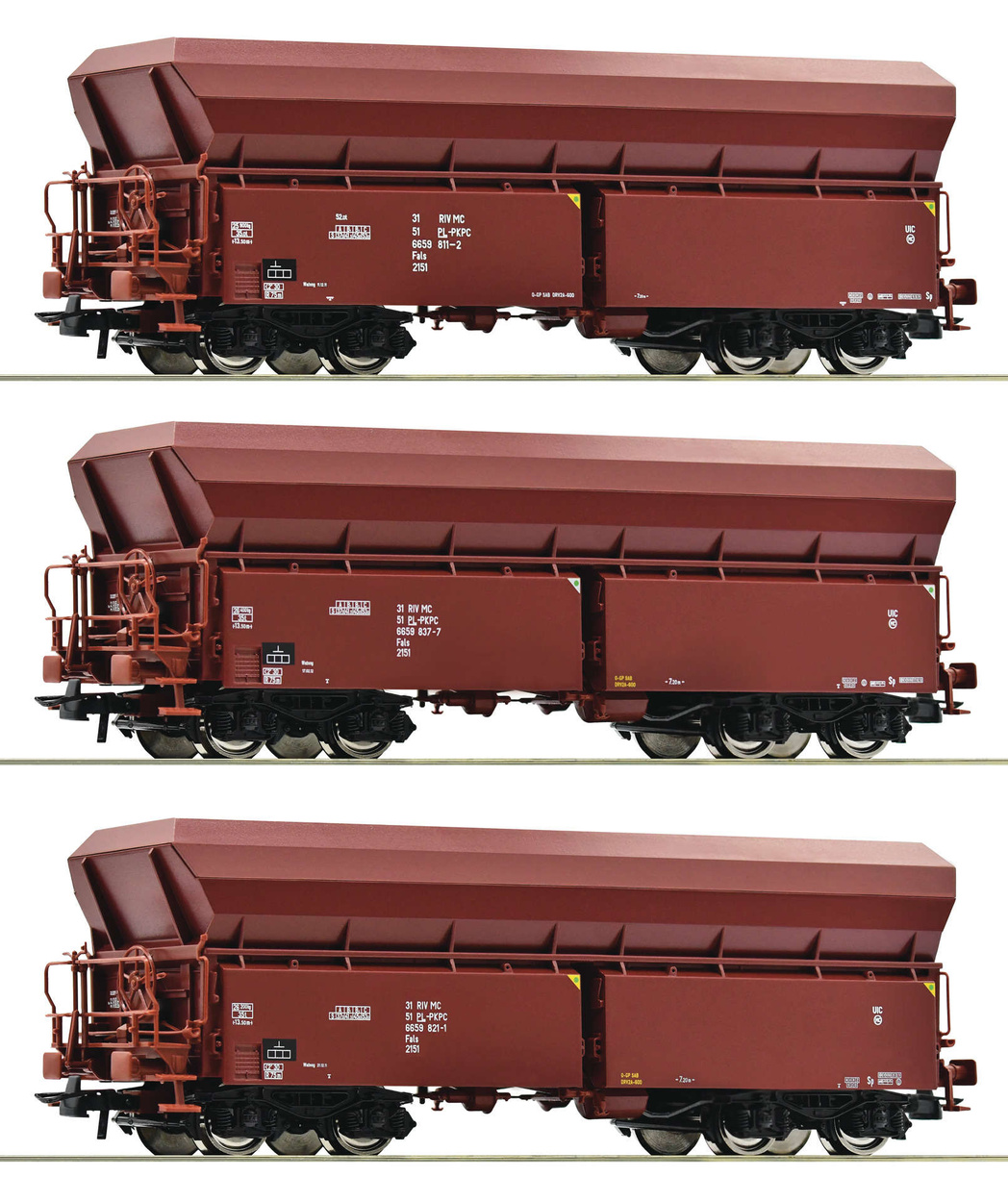 Zestaw 3 wagonów samowyładowczych Fals PKP Cargo - Roco 77037