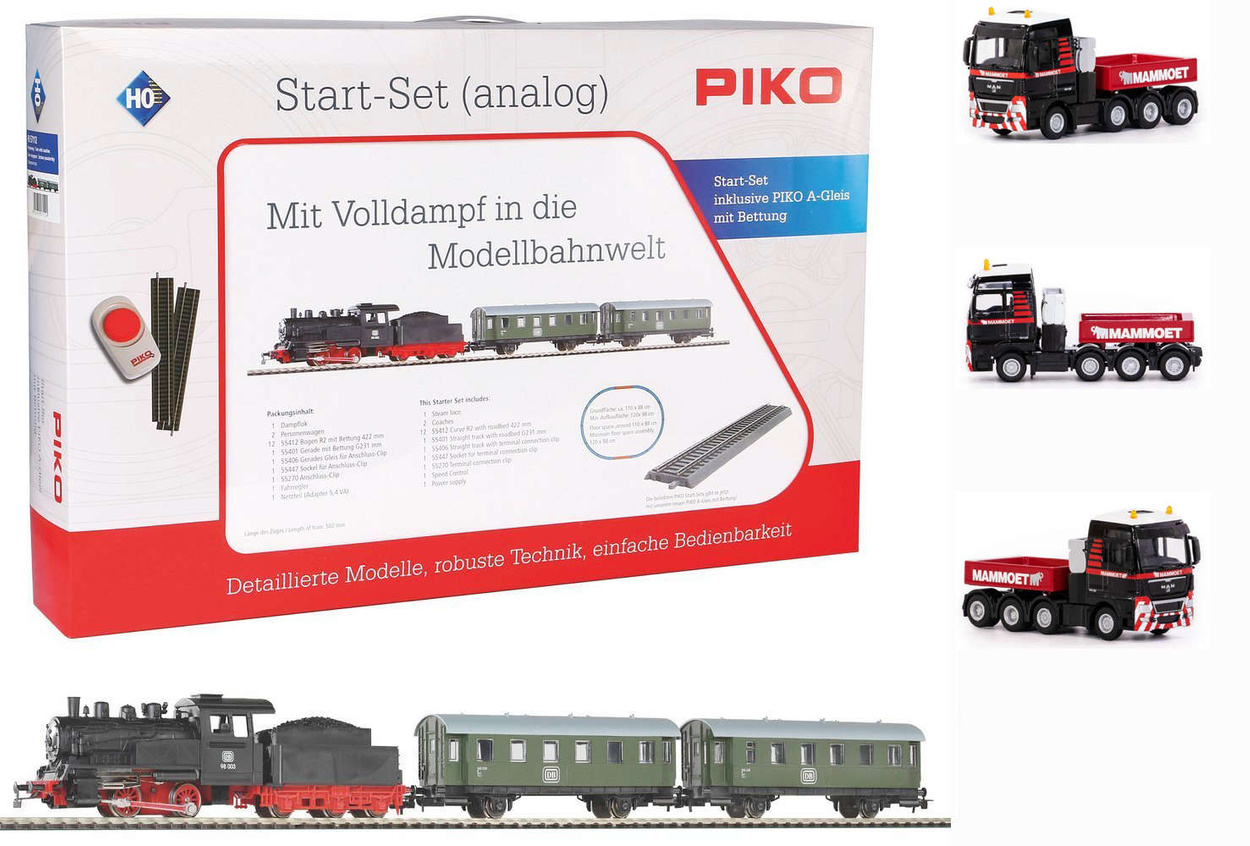 Zestaw startowy z parowozem i 2 wagonami + ciężarówka - PIKO 57112